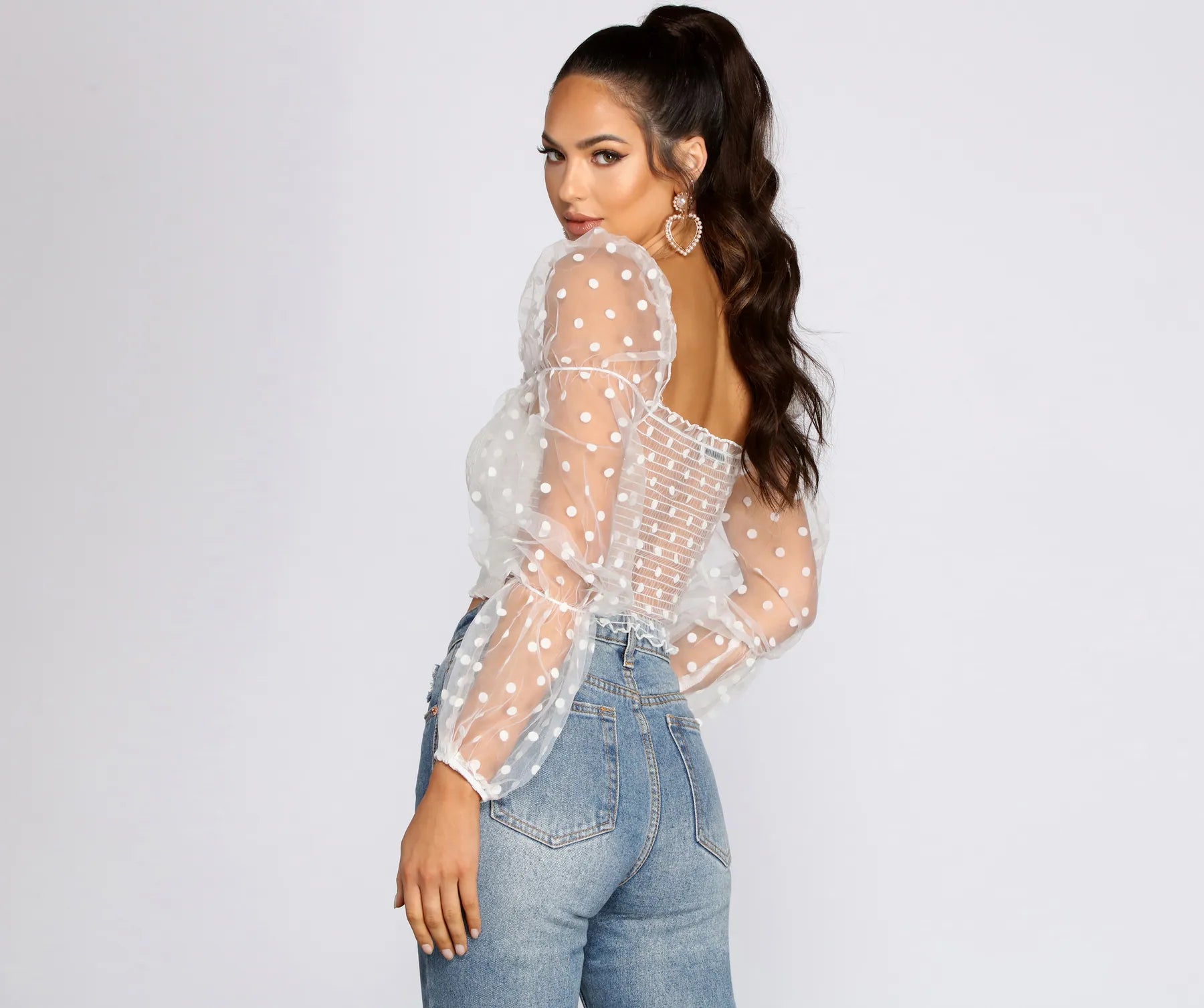 Pretty In Polka Dot Smocked Top