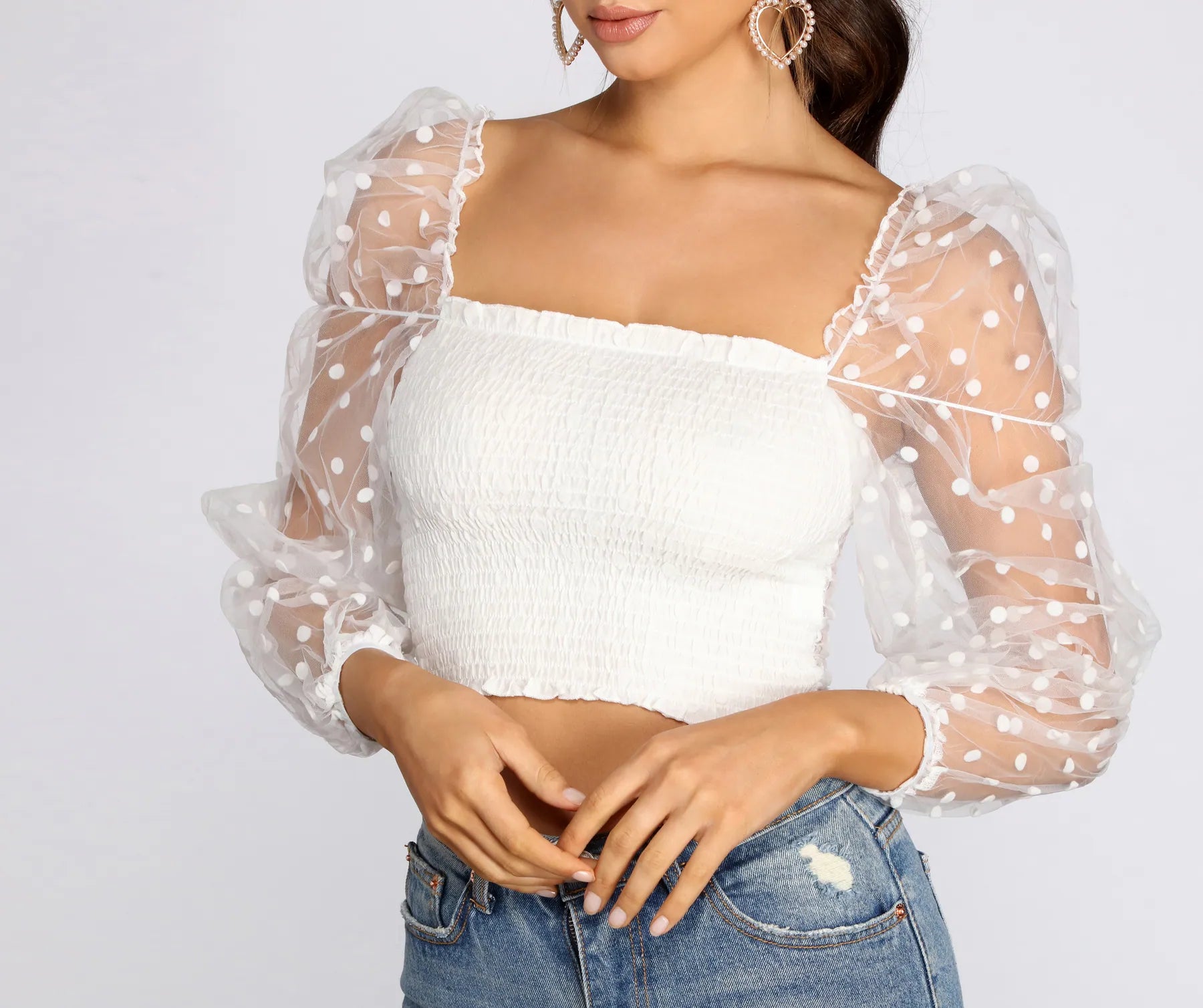 Pretty In Polka Dot Smocked Top