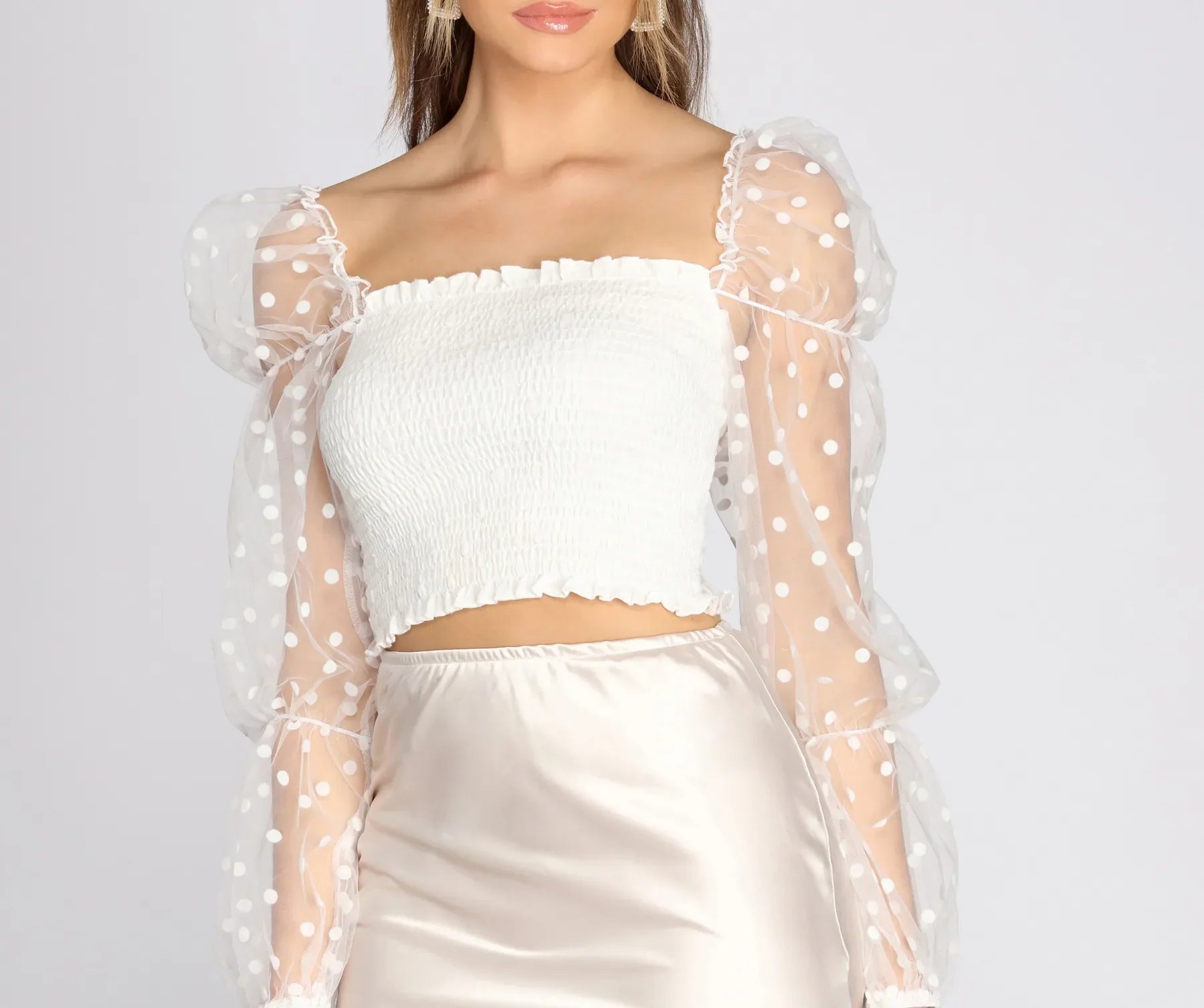 Pretty In Polka Dot Smocked Top