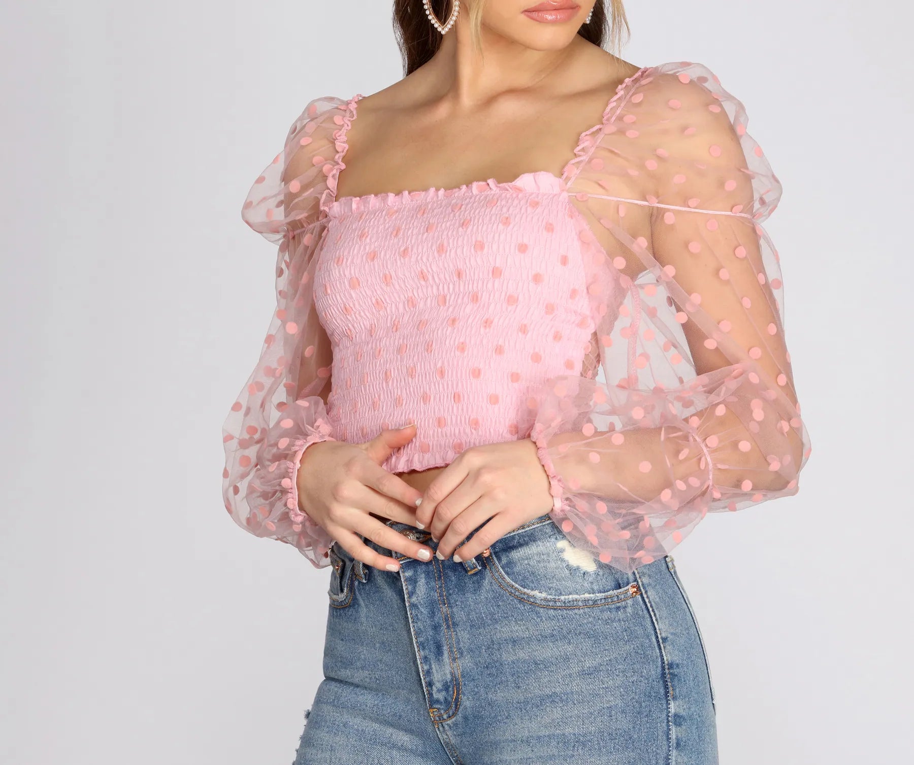 Pretty In Polka Dot Smocked Top