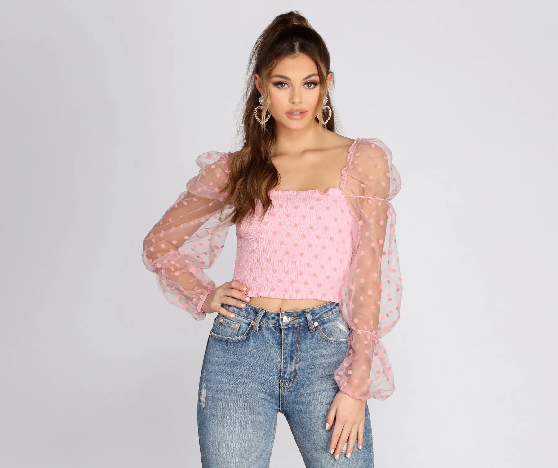 Pretty In Polka Dot Smocked Top