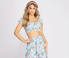 Vacay Queen Smocked Crop Top