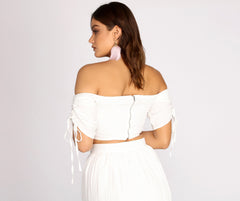 Seaside Babe Off Shoulder Crop Top