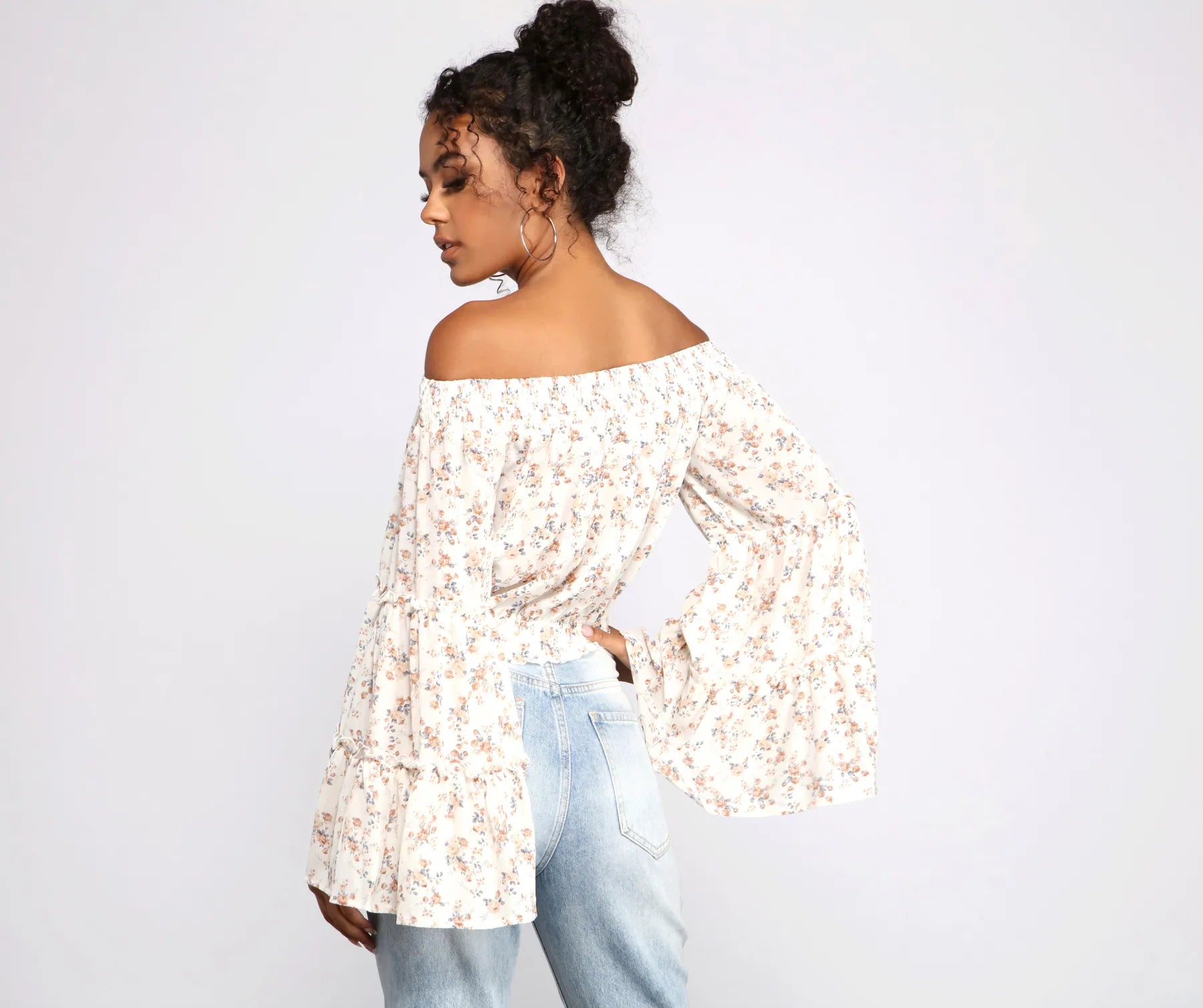 Floral Stunner Chiffon Smocked Top
