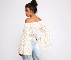 Floral Stunner Chiffon Smocked Top