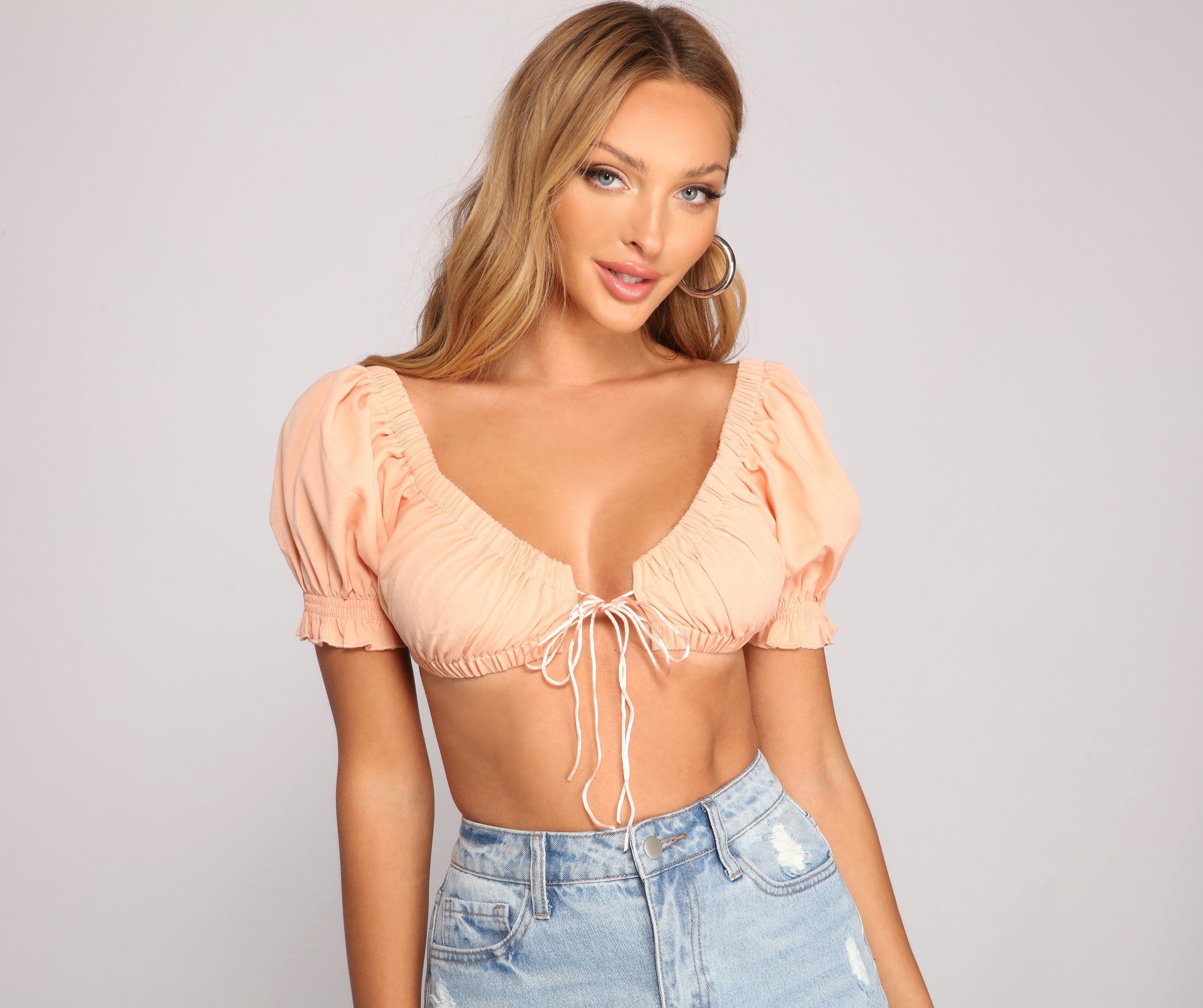 On Trend Tie Front Crop Top