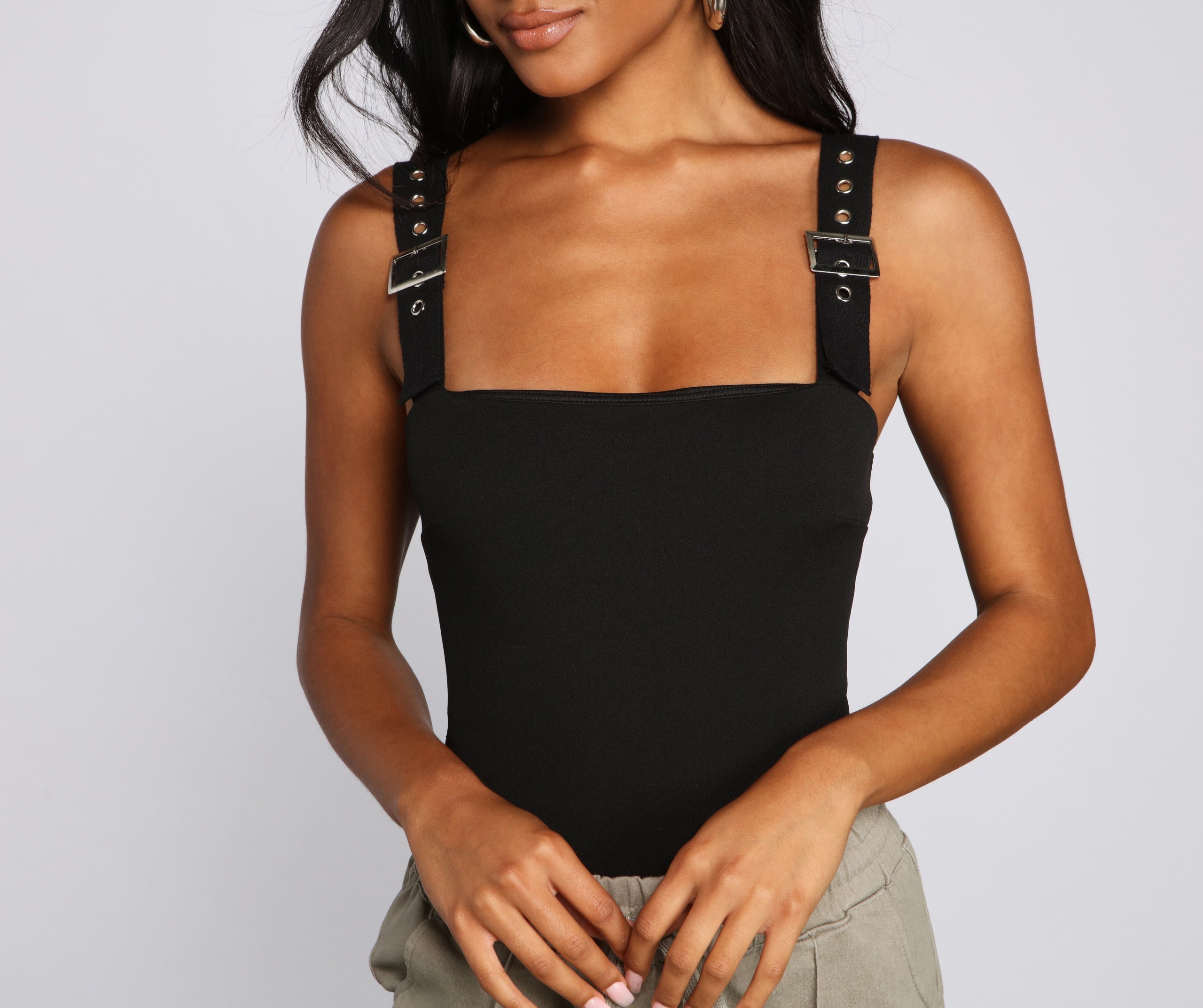 Edgy-Chic Sleeveless Bodysuit