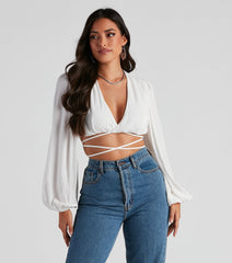 Heat Wave Gauze Wrap Tie Crop Top
