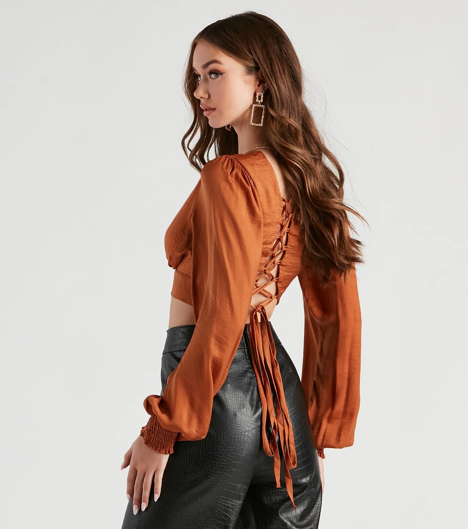 Dreamy Date Vibes Satin Cropped Blouse