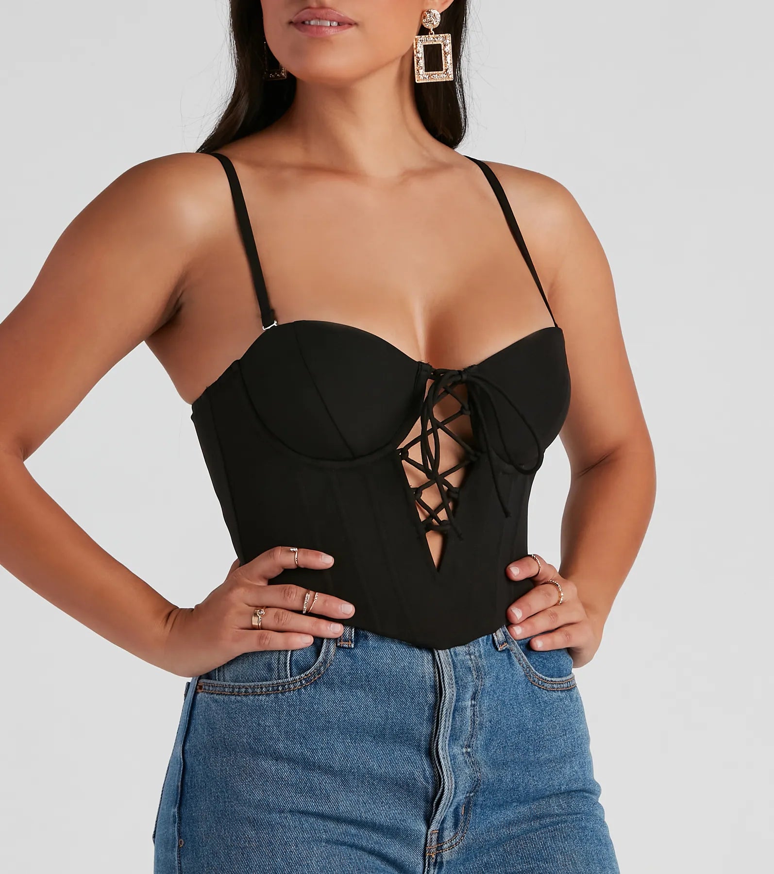 Sultry Deets Lace-Up Corset Top