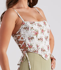 Floral Splendor Lace-Up Bustier