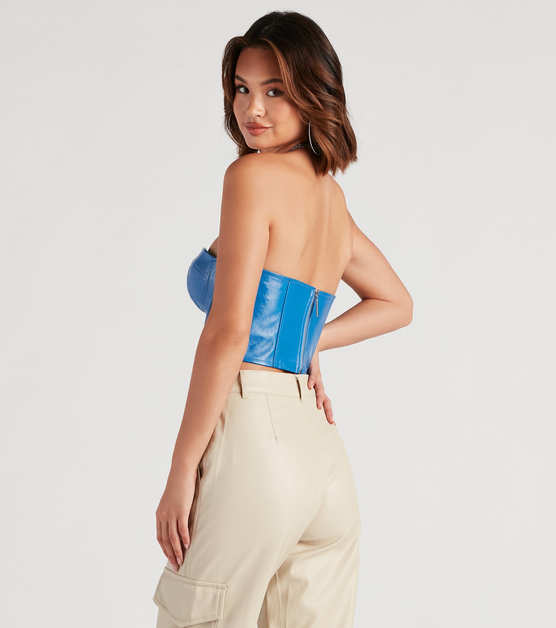 Social Cutie Faux Leather Corset Tube Top