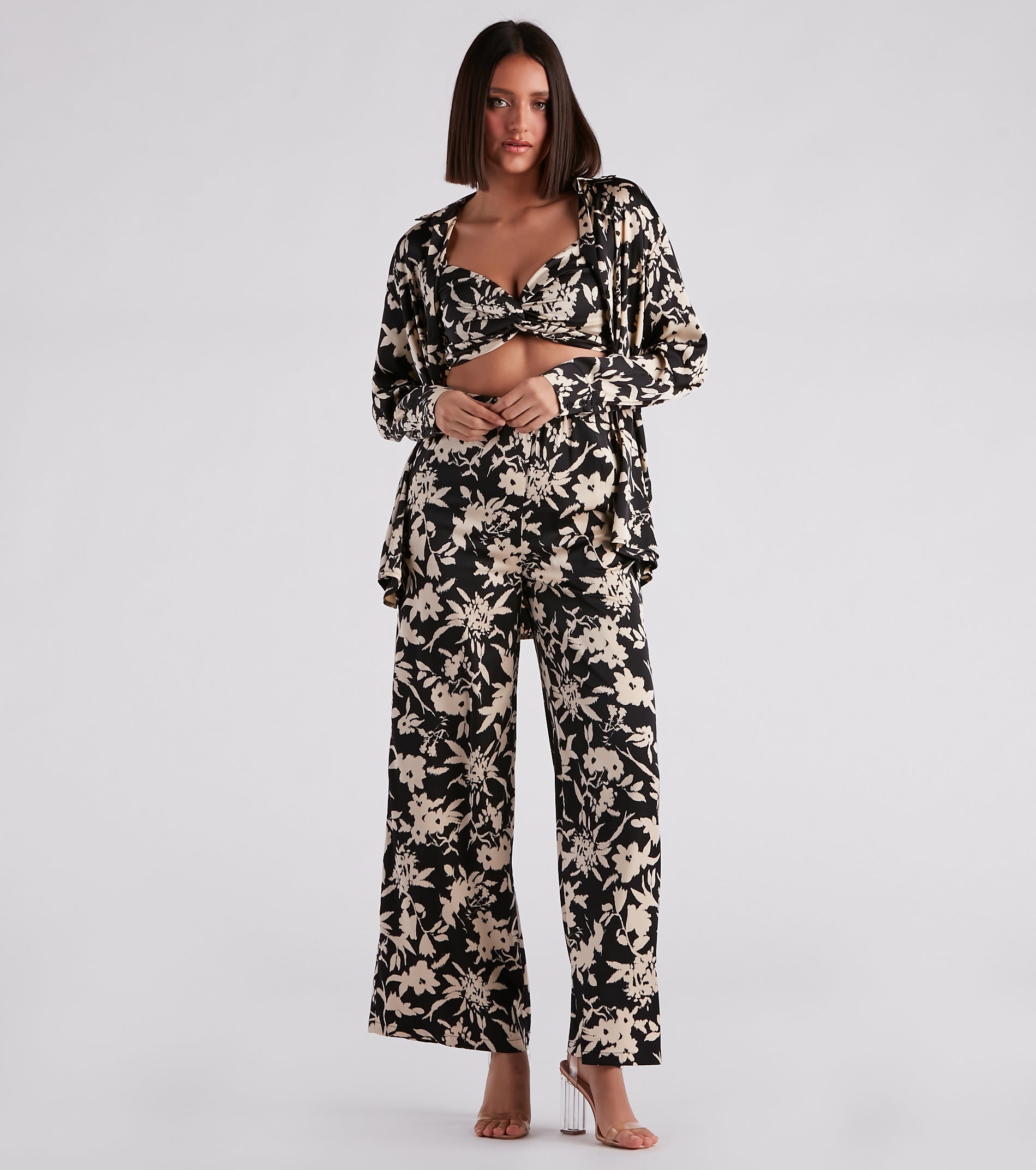 Major Muse Floral Satin Bra Top