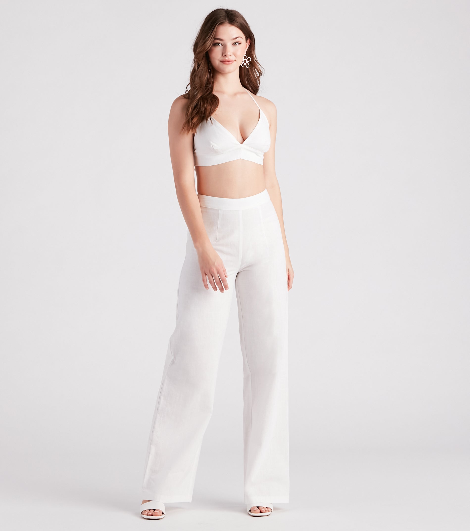 Meet In The Hamptons Linen Crop Top