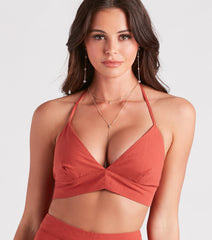 Meet In The Hamptons Linen Crop Top