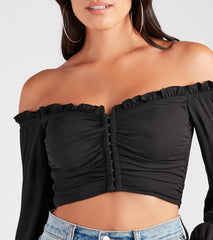 Flirty Attraction Chiffon Corset Crop Top