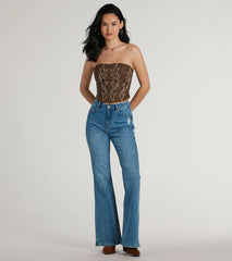 Cute Country Look Western Faux Leather Corset Top