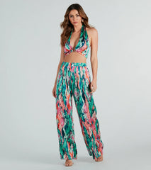 Color Me Pretty Satin Abstract Crop Top