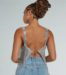 She's So Dazzling Sequin Chainmail Tank Top