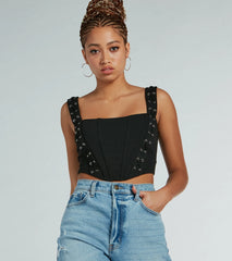 Sultry Stunner Lace-Up Detail Corset Top