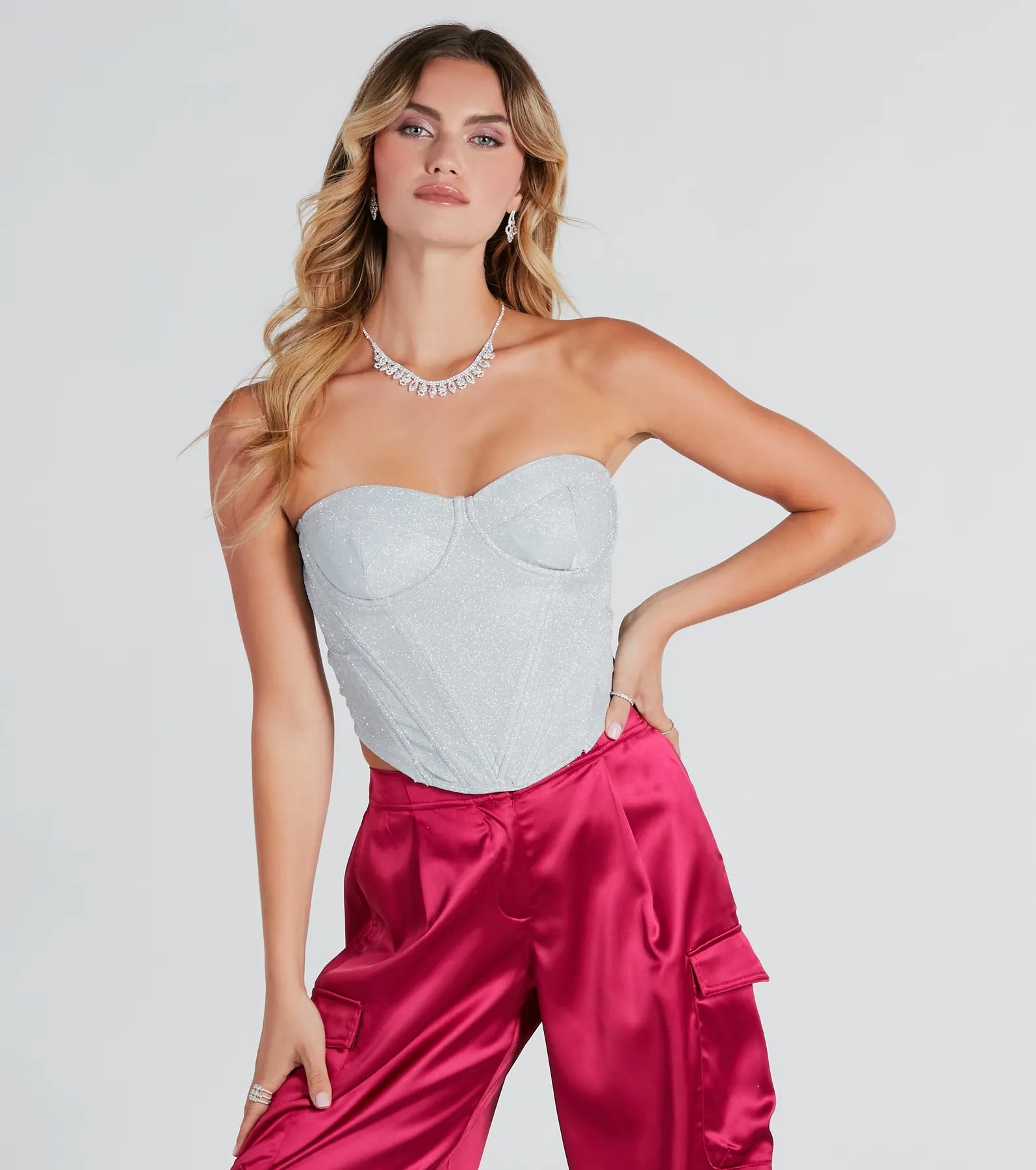Suave Sparkle Strapless Glitter Bustier