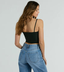 Sultry Flair Woven Cropped Corset Top