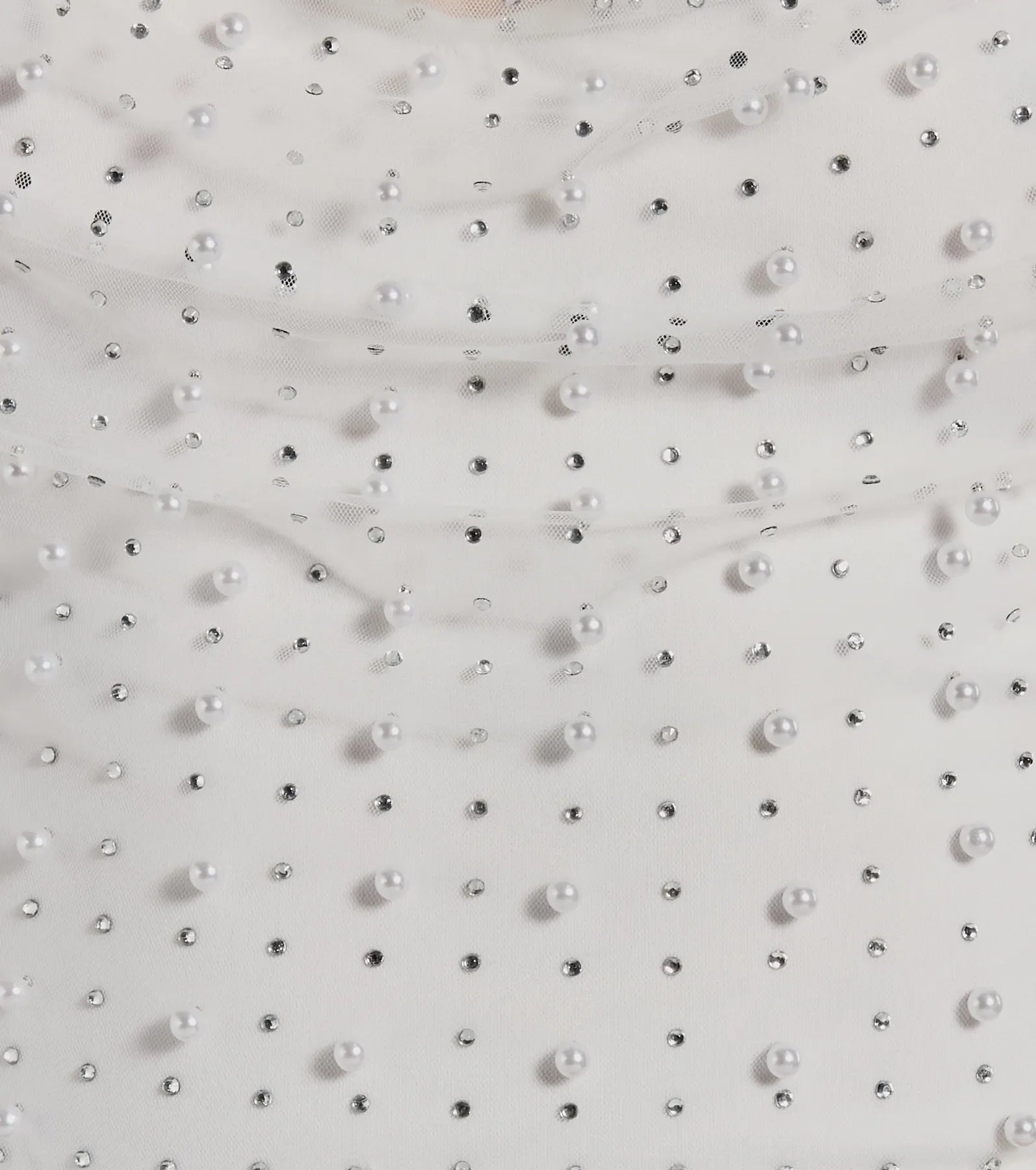 Little Moment For Faux Pearl Rhinestone Crop Top