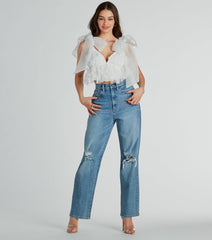 Beauty Blossoms Floral Bow Strap Babydoll Top