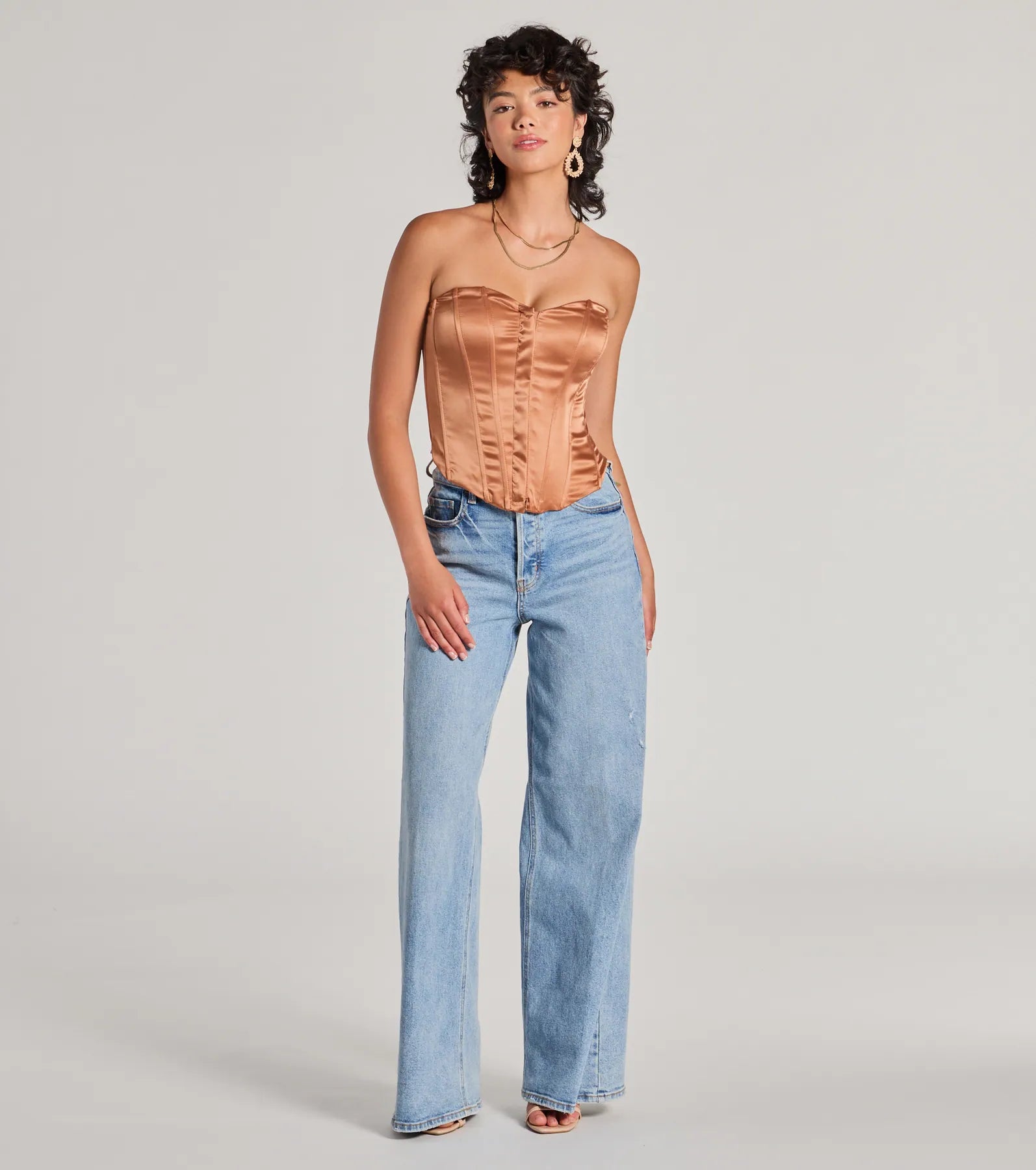 Looking Fine Strapless Satin Corset Top