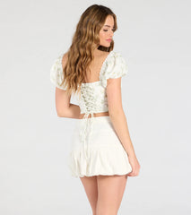 Sweet Days Floral Eyelet Lace-Up Bustier