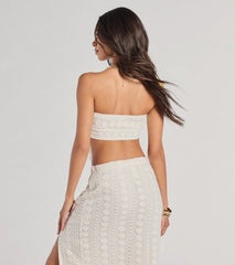 Vacay Ready Tie-Front Bandeau Crochet Crop Top