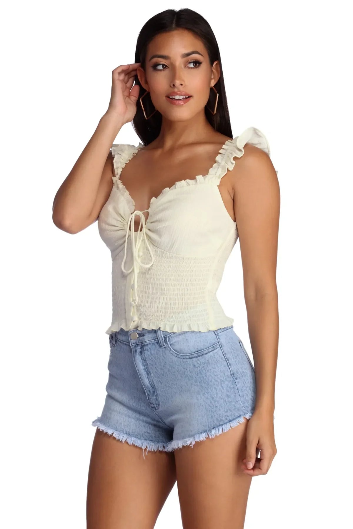 Button Up In Smock Top