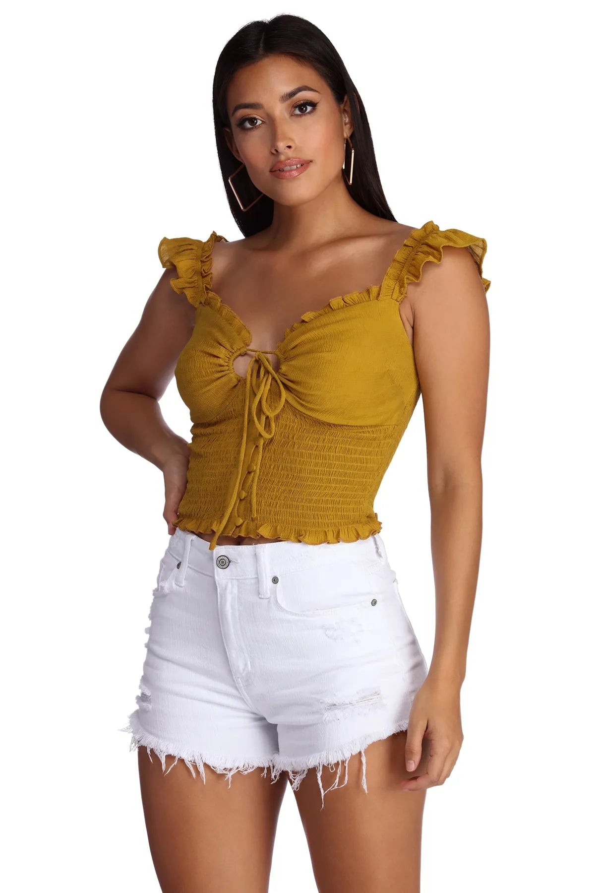 Button Up In Smock Top