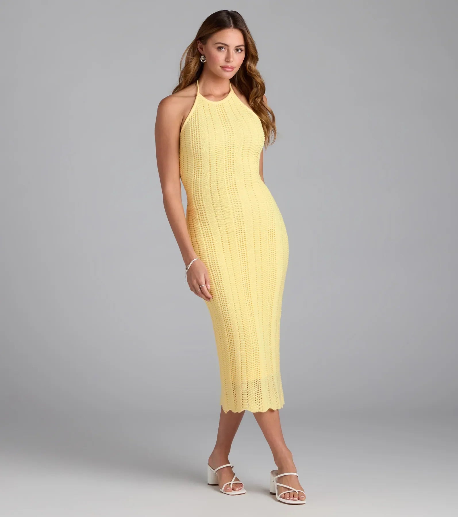 Sea Salt Vibes Halter Crochet Midi Dress