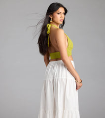 Stroll In The Sand Halter Crochet Crop Top