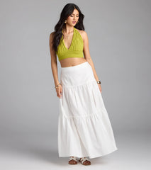 Stroll In The Sand Halter Crochet Crop Top