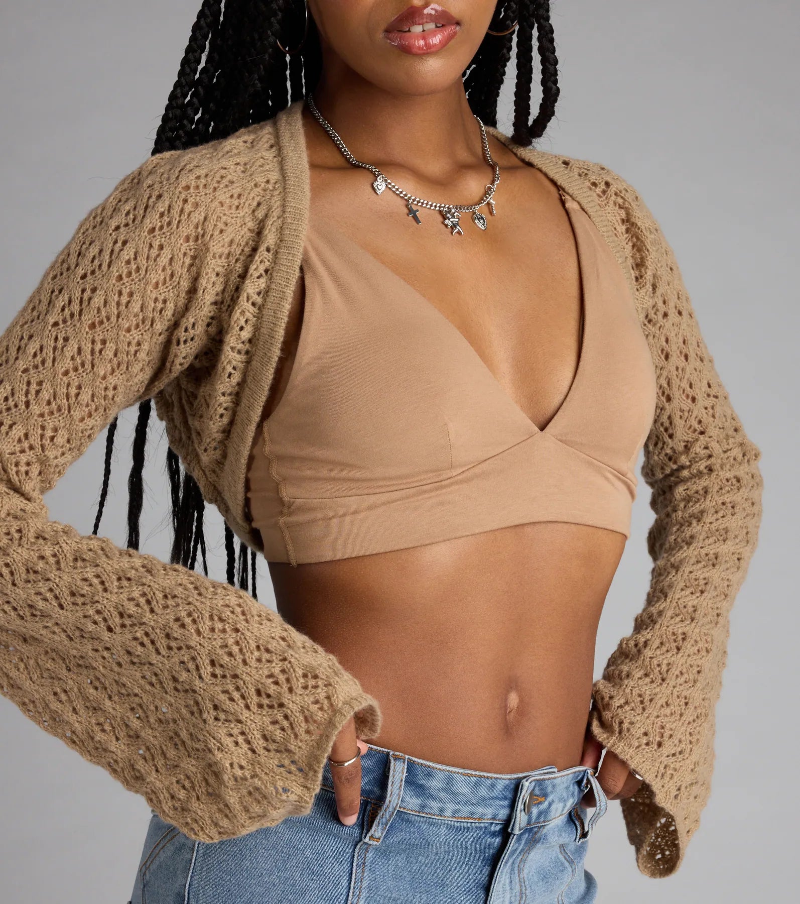 Feeling Breezy Crochet Bolero Sweater