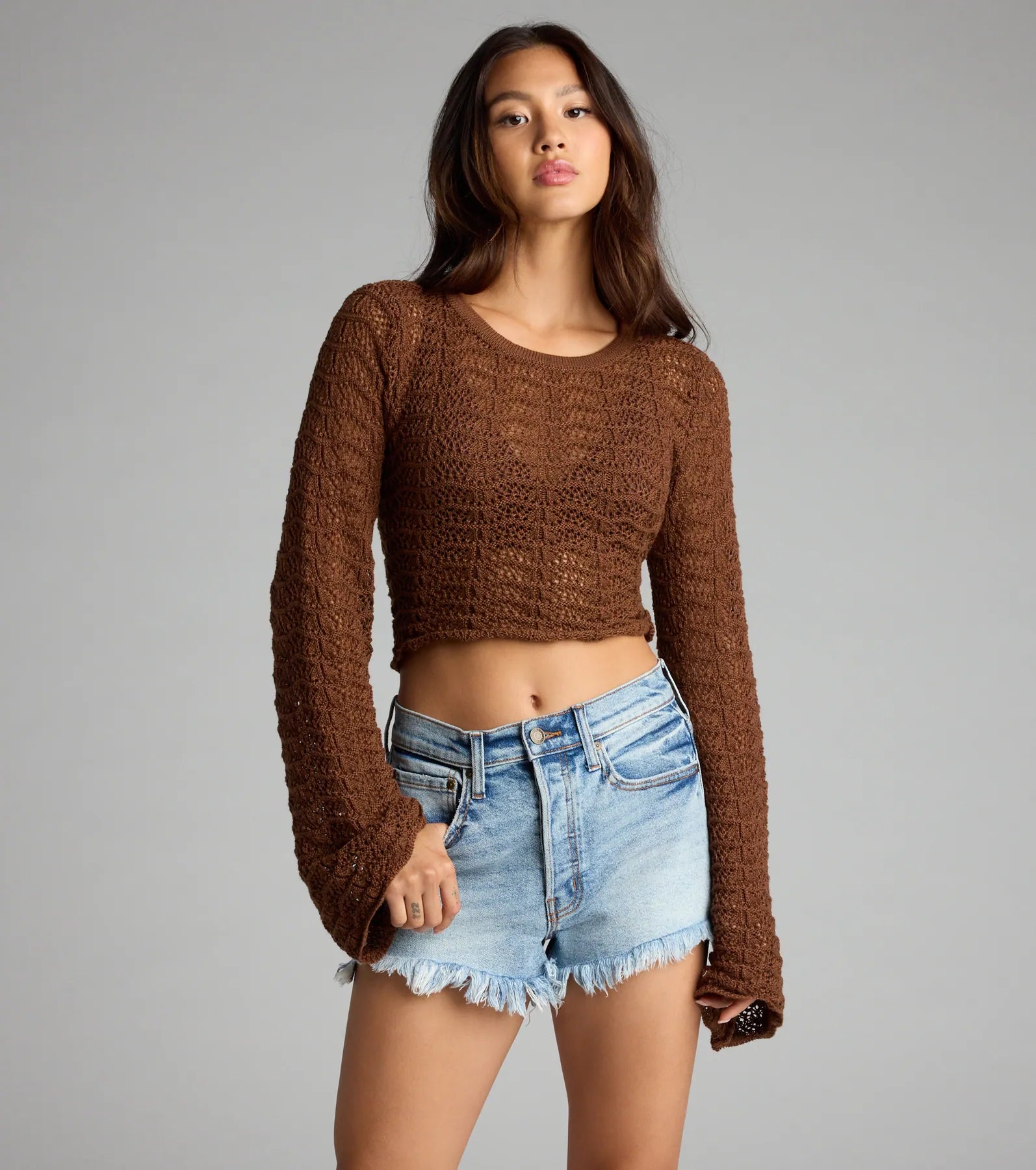 Tied Up In Vibes Crochet Sweater