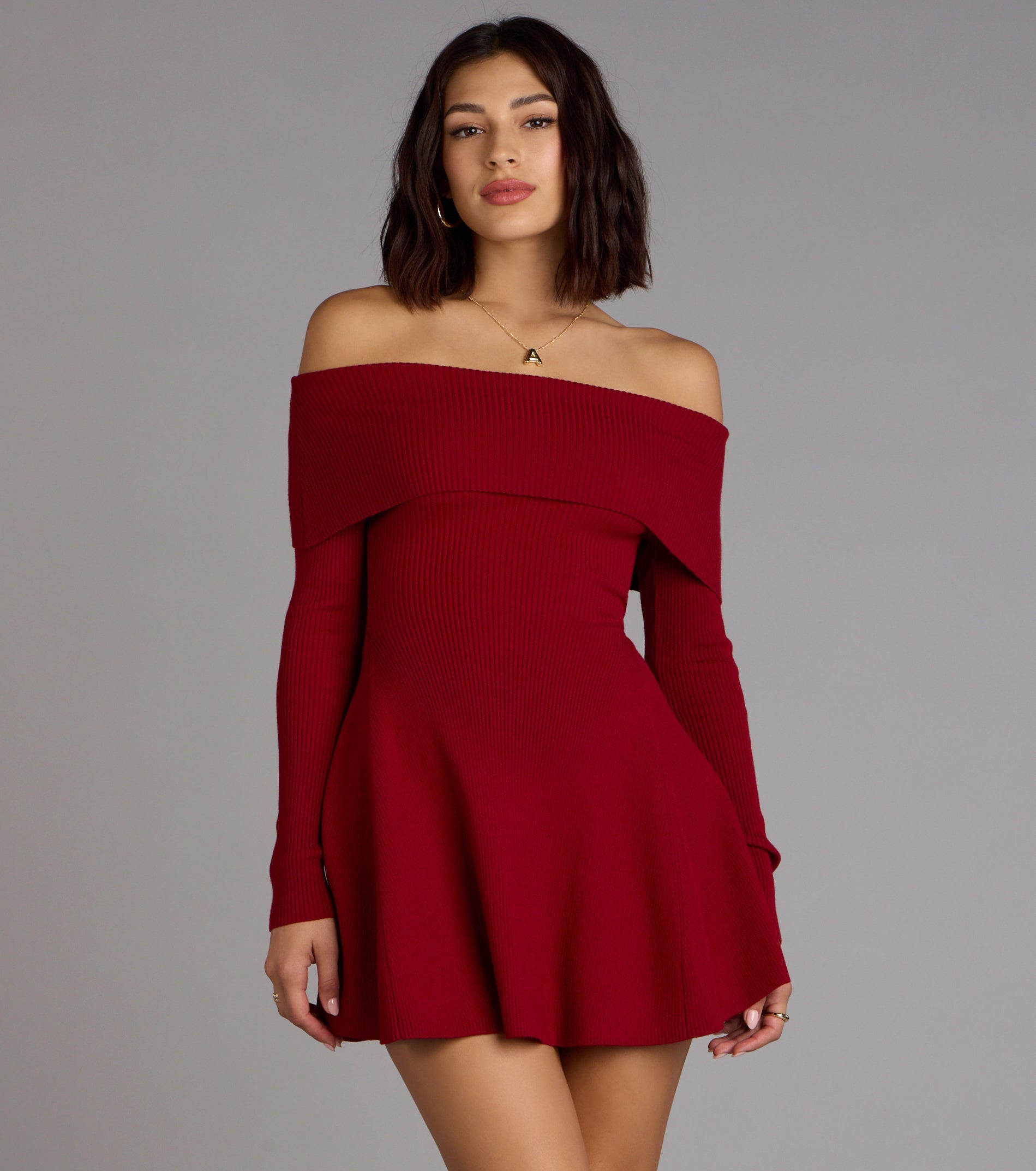 Chic Staple Ribbed Knit Skater Dress
