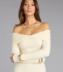 Seasons Favorite Off-The-Shoulder Midi Dress