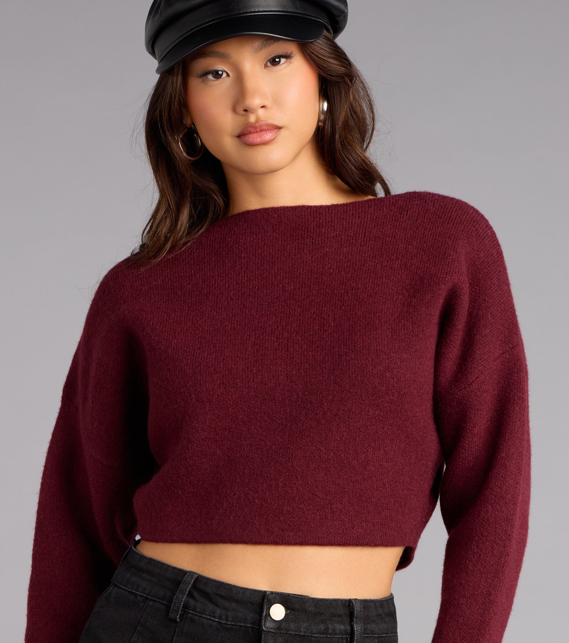 Everyday Chic Boat Neck Crop Sweater