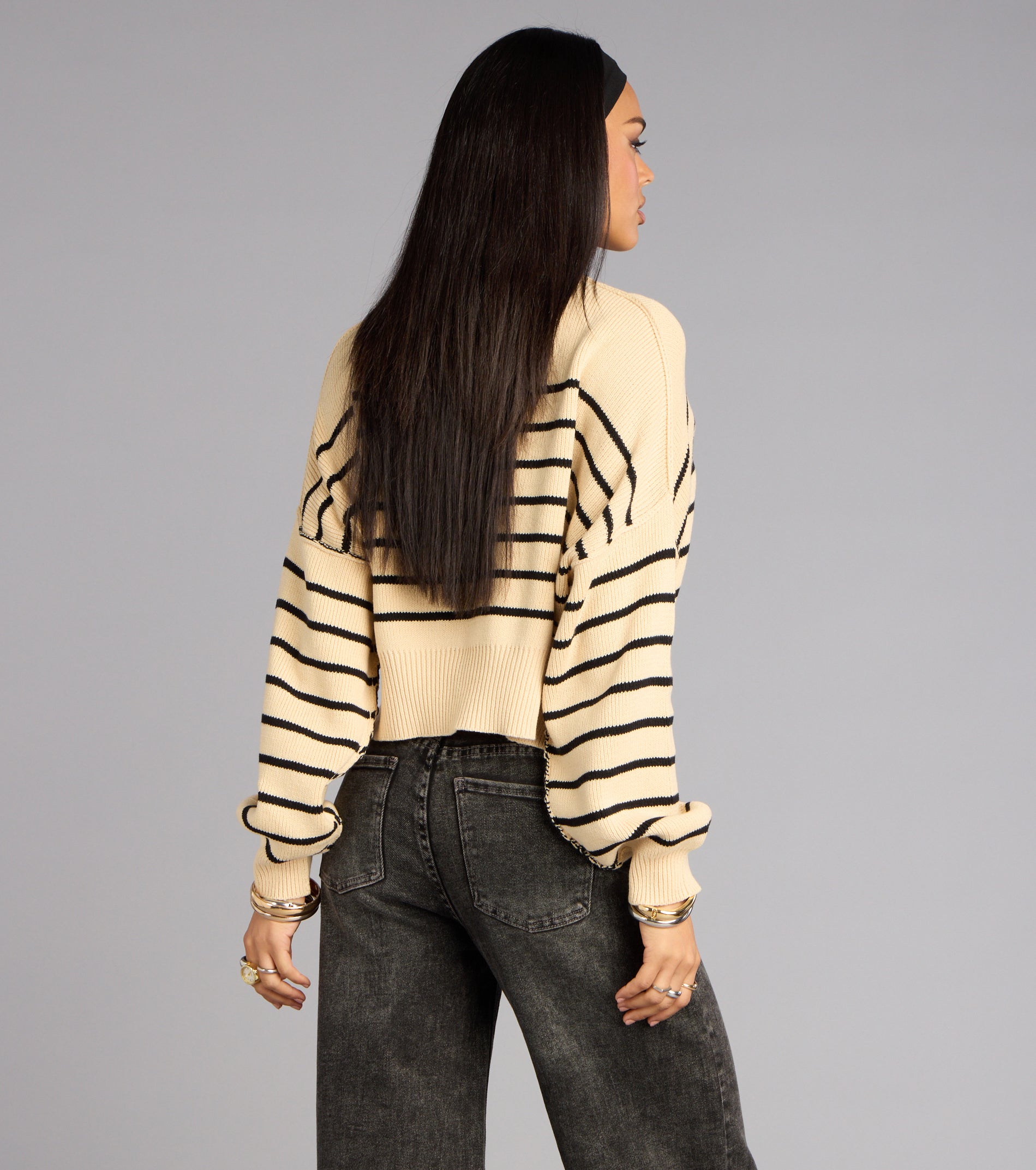 All Day Cute Striped Knit Sweater
