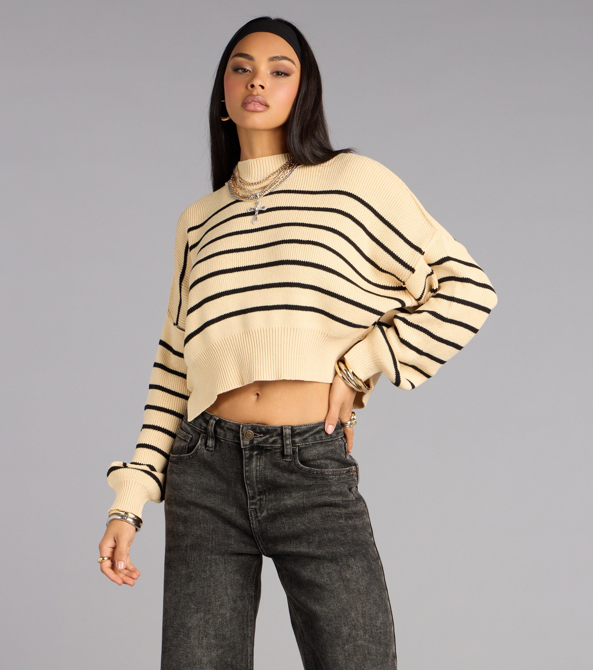 All Day Cute Striped Knit Sweater