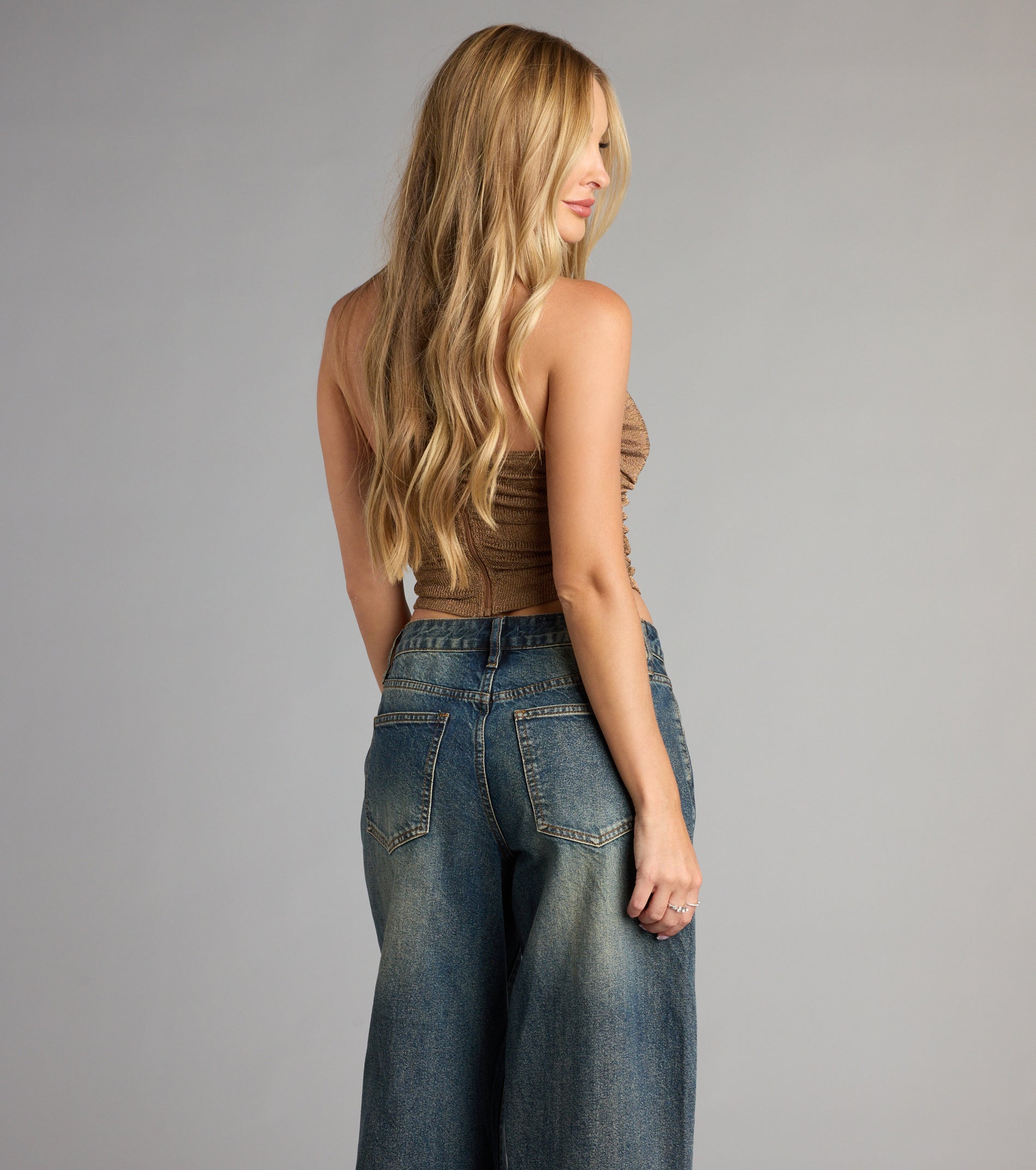 Glow Getter Plunge Knit Halter Top