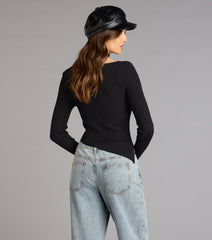 Not So Basic Long Sleeve Cutout Top