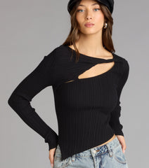 Not So Basic Long Sleeve Cutout Top