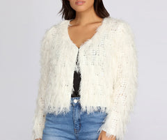 Swag in Shag Knit Cardigan