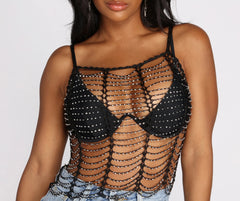 Effortlessly Embellished Net Top