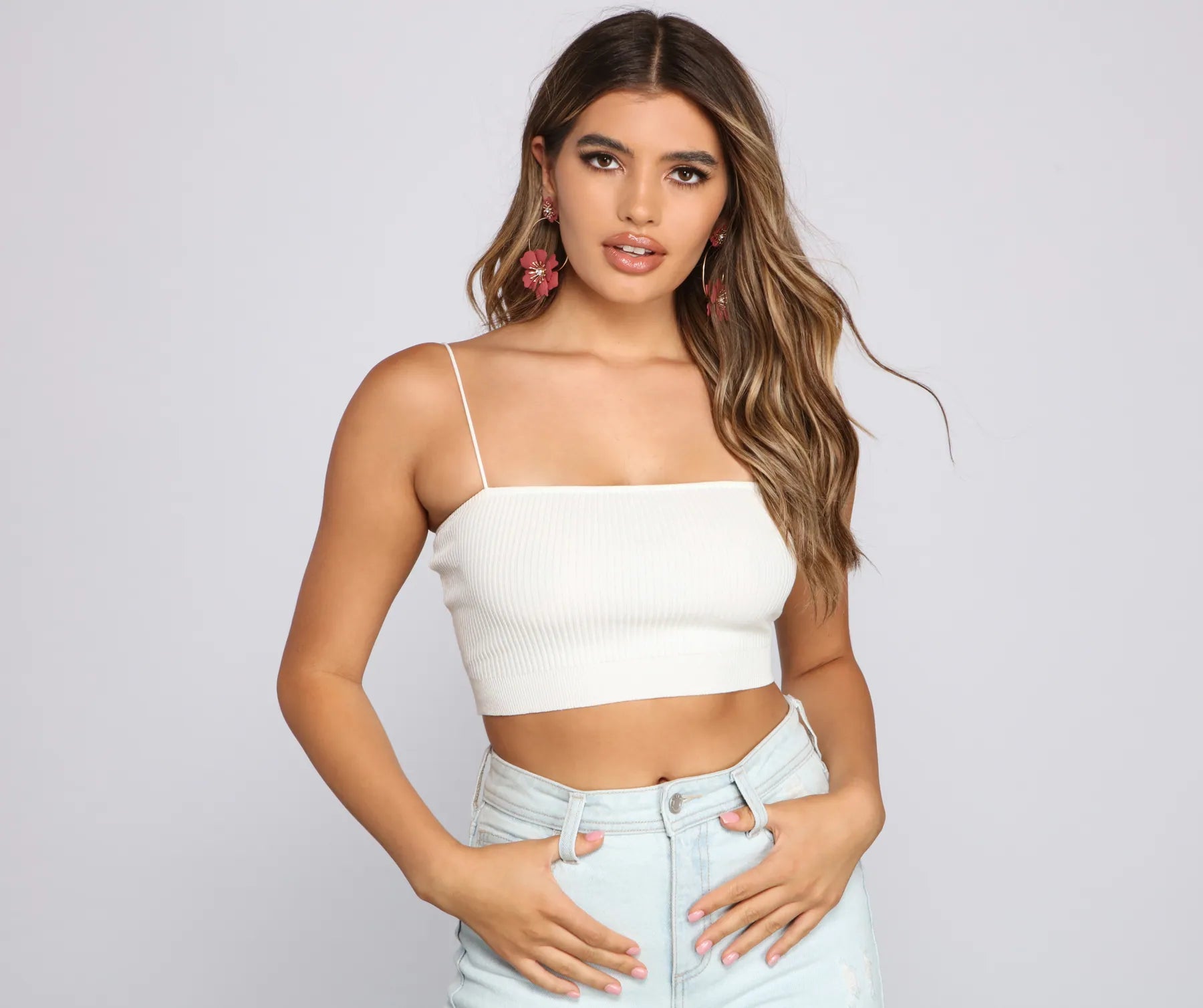 Basic Ribbed Knit Crop Top