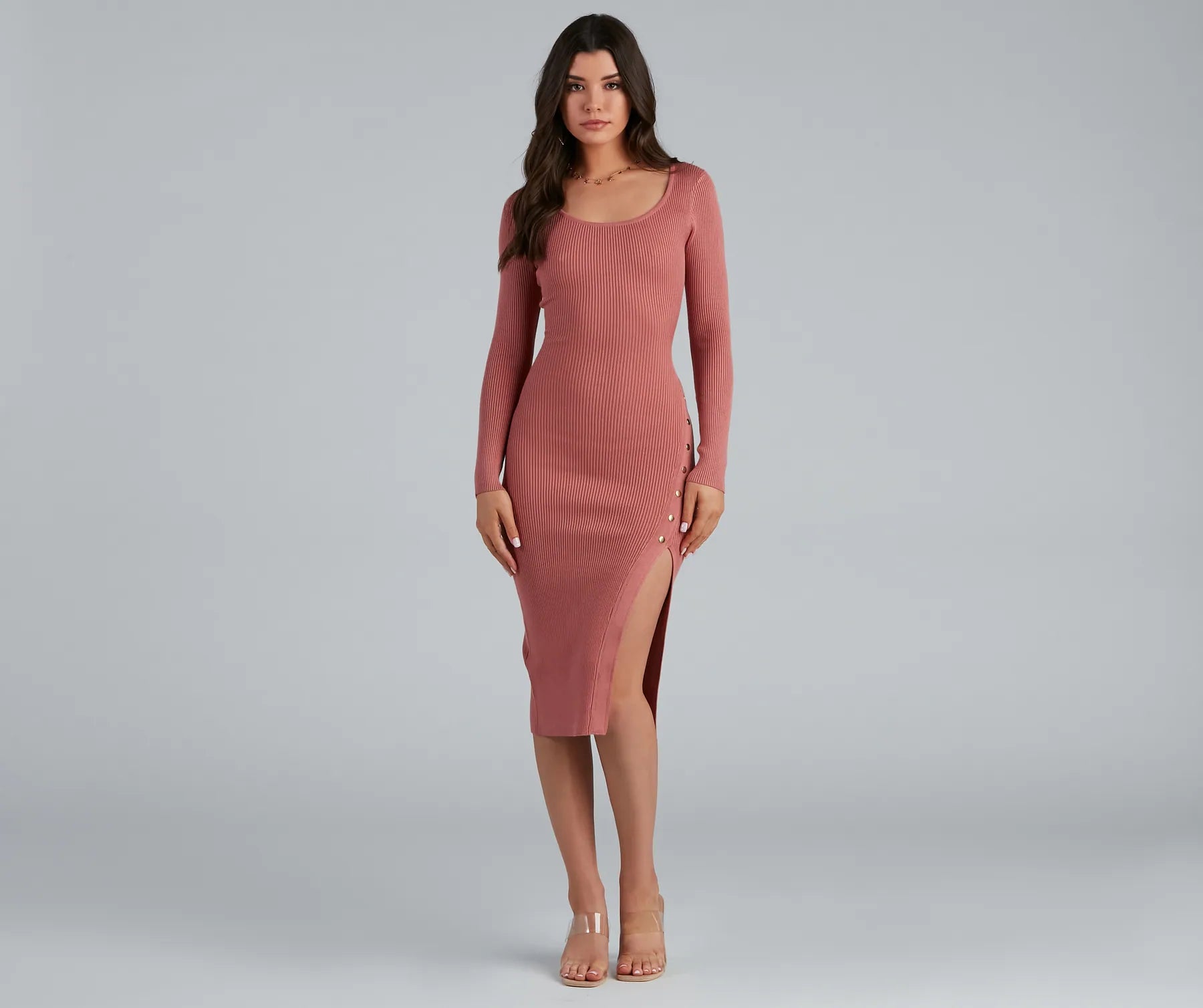 Day To Night Snap Button Midi Dress